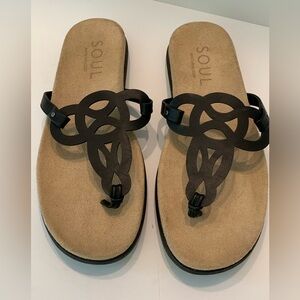 Naturalizer Soul Janice Black Sandal Thongs Arch Support Size 10